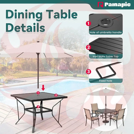 Pamapic 5-Piece Textilene Outdoor Dining Set - Rust-Proof Patio Table & Chairs Pamapic