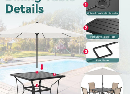 Pamapic 5-Piece Textilene Outdoor Dining Set - Rust-Proof Patio Table & Chairs Pamapic