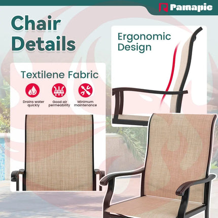 Pamapic 5-Piece Textilene Outdoor Dining Set - Rust-Proof Patio Table & Chairs Pamapic