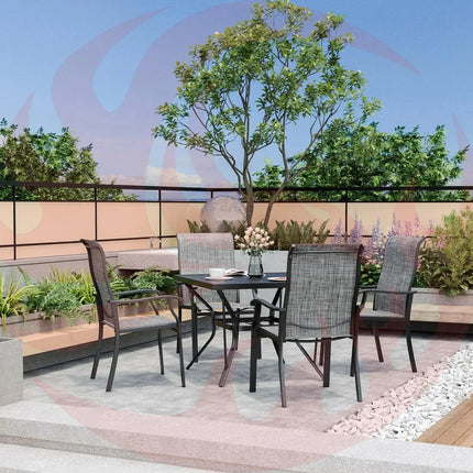 Pamapic 5-Piece Textilene Outdoor Dining Set - Rust-Proof Patio Table & Chairs Pamapic