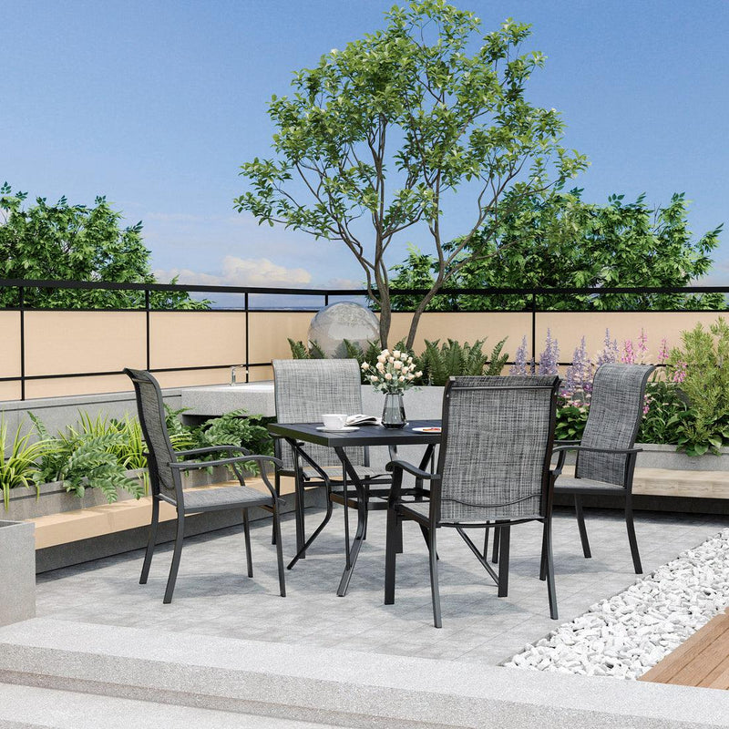 Pamapic 5-Piece Textilene Outdoor Dining Set - Rust-Proof Patio Table & Chairs