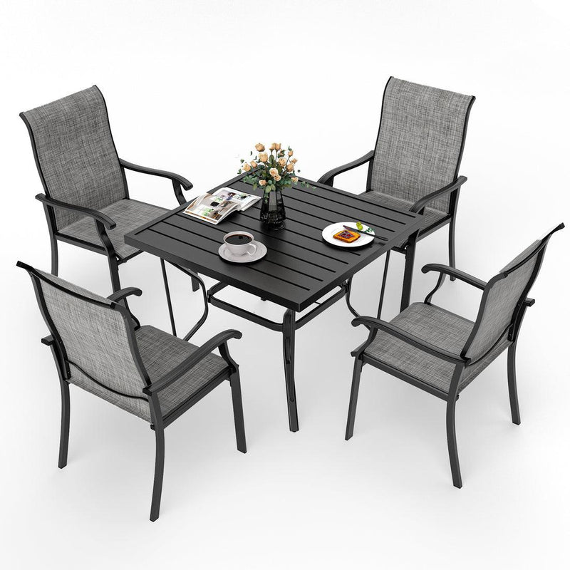 Pamapic 5-Piece Textilene Outdoor Dining Set - Rust-Proof Patio Table & Chairs