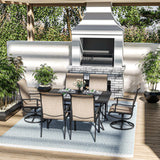 Pamapic 7-Piece Textilene Outdoor Dining Set - Swivel Chairs, Rust-Resistant Table & Ultimate Backyard Vibes