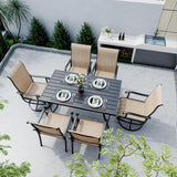 Pamapic 7-Piece Textilene Outdoor Dining Set - Swivel Chairs, Rust-Resistant Table & Ultimate Backyard Vibes