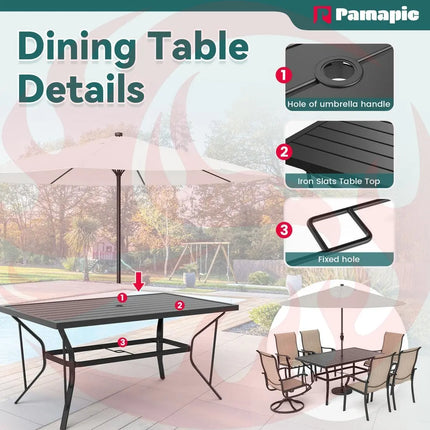 Pamapic 7-Piece Textilene Outdoor Dining Set - Swivel Chairs, Rust-Resistant Table & Ultimate Backyard Vibes Pamapic