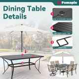 Pamapic 7-Piece Textilene Outdoor Dining Set - Swivel Chairs, Rust-Resistant Table & Ultimate Backyard Vibes