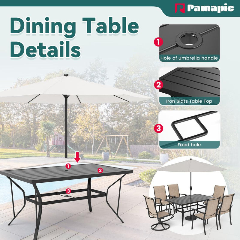 Pamapic 7-Piece Textilene Outdoor Dining Set - Swivel Chairs, Rust-Resistant Table & Ultimate Backyard Vibes