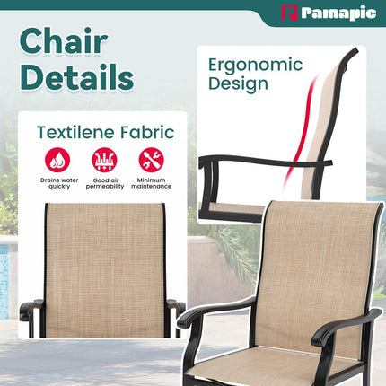 Pamapic 7-Piece Textilene Outdoor Dining Set - Swivel Chairs, Rust-Resistant Table & Ultimate Backyard Vibes Pamapic