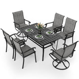 Pamapic 7-Piece Textilene Outdoor Dining Set - Swivel Chairs, Rust-Resistant Table & Ultimate Backyard Vibes