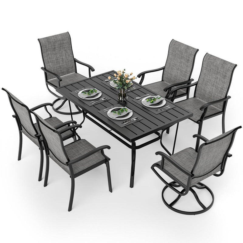 Pamapic 7-Piece Textilene Outdoor Dining Set - Swivel Chairs, Rust-Resistant Table & Ultimate Backyard Vibes