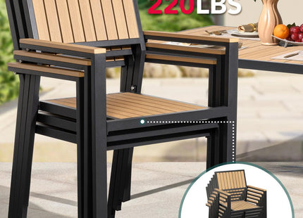 Pamapic Aluminum and Plastic-Wood Outdoor Dining Table Set Pamapic
