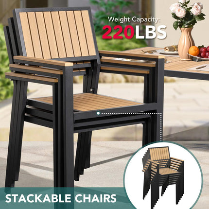 Pamapic Aluminum and Plastic-Wood Outdoor Dining Table Set Pamapic