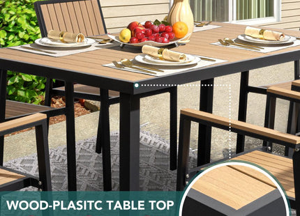 Pamapic Aluminum and Plastic-Wood Outdoor Dining Table Set Pamapic