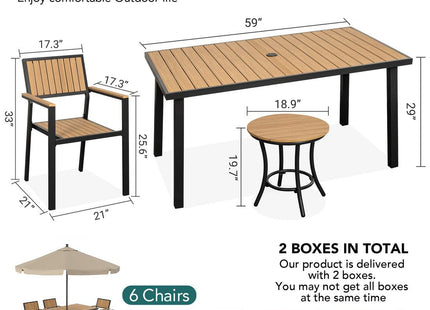 Pamapic Aluminum and Plastic-Wood Outdoor Dining Table Set Pamapic