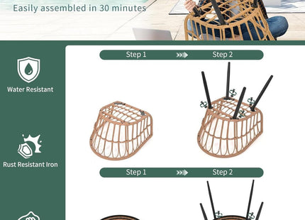 Pamapic Patio Round Dining Set with Wood Table Top & Wicker Rattan Chairs Pamapic