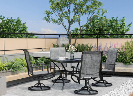 Pamapic 5-Piece Patio Dining Set with 4 Textilene Swivel Chairs Pamapic