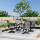 Pamapic 5-Piece Patio Dining Set with 4 Textilene Swivel Chairs