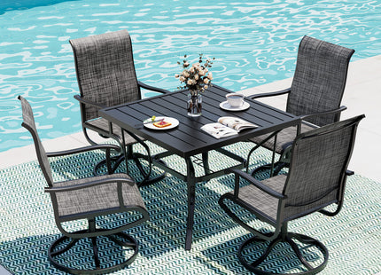 Pamapic 5-Piece Patio Dining Set with 4 Textilene Swivel Chairs Pamapic