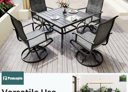 Pamapic 5-Piece Patio Dining Set with 4 Textilene Swivel Chairs Pamapic