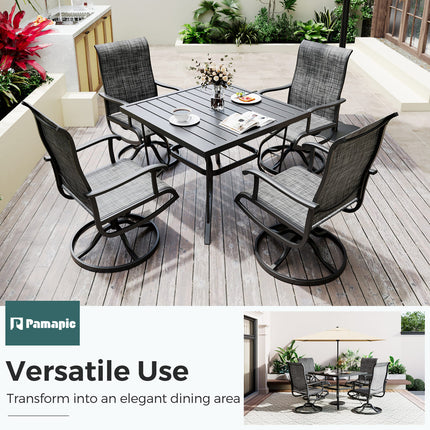 Pamapic 5-Piece Patio Dining Set with 4 Textilene Swivel Chairs Pamapic