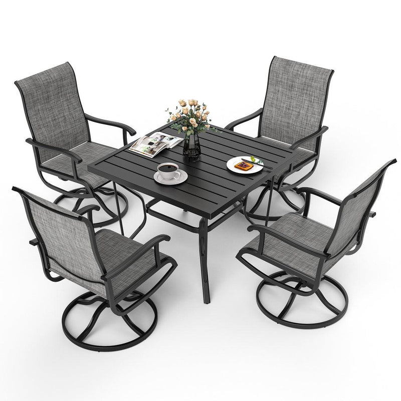 Pamapic 5-Piece Patio Dining Set with 4 Textilene Swivel Chairs