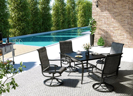 Pamapic 5-Piece Patio Dining Set with 4 Textilene Swivel Chairs Pamapic