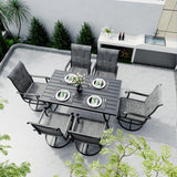 Pamapic 7-Piece Outdoor Dining Set - Textilene Table with 6 Swivel Chairs