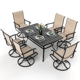 Pamapic 7-Piece Outdoor Dining Set - Textilene Table with 6 Swivel Chairs