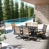Pamapic 7-Piece Outdoor Dining Set - Textilene Table with 6 Swivel Chairs
