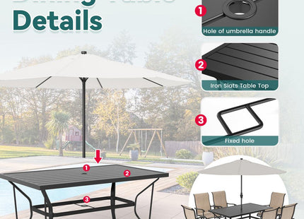 Pamapic Textilene Dining Table with 6 Swivel Chairs (7 Pieces) Pamapic