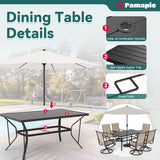 Pamapic 7-Piece Outdoor Dining Set - Textilene Table with 6 Swivel Chairs
