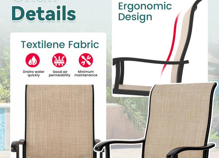 Pamapic Textilene Dining Table with 6 Swivel Chairs (7 Pieces) Pamapic