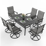 Pamapic 7-Piece Outdoor Dining Set - Textilene Table with 6 Swivel Chairs