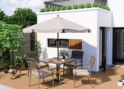 Pamapic Outdoor Dining Set for 4 - Iron Frame & Rattan Backrest Patio Furniture Pamapic