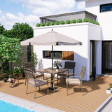 Pamapic Outdoor Dining Set for 4 - Iron Frame & Rattan Backrest Patio Furniture