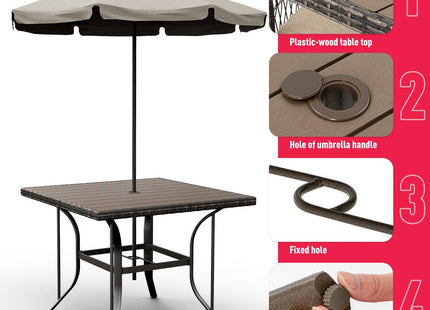 Pamapic Outdoor Dining Set for 4 - Iron Frame & Rattan Backrest Patio Furniture Pamapic