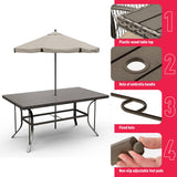 Pamapic Metal Outdoor Dining Sets for 6 with Iron Slats Table Top & Removable Cushion
