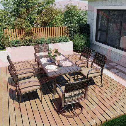 Pamapic 7-Piece Outdoor Dining Set with Swivel Chairs - All-Weather Patio Furniture Pamapic