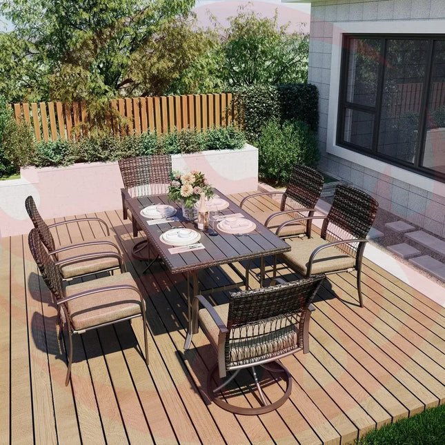 Pamapic 7-Piece Outdoor Dining Set with Swivel Chairs - All-Weather Patio Furniture Pamapic