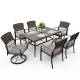 Pamapic 7-Piece Outdoor Dining Set with Swivel Chairs - All-Weather Patio Furniture