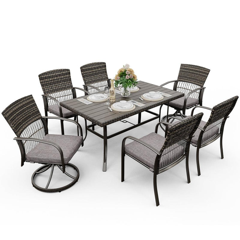Pamapic 7-Piece Outdoor Dining Set with Swivel Chairs - All-Weather Patio Furniture