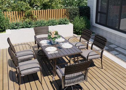 Pamapic 7-Piece Outdoor Dining Set with Swivel Chairs - All-Weather Patio Furniture Pamapic