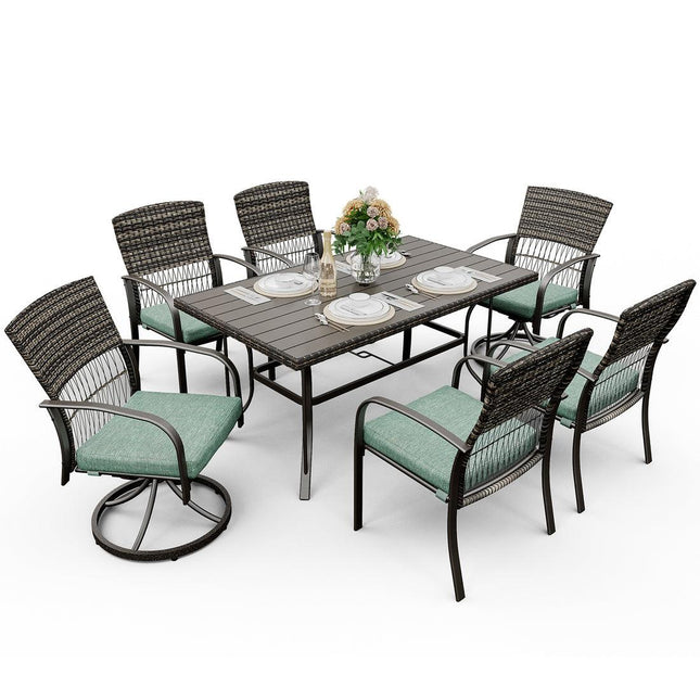 Pamapic 7-Piece Outdoor Dining Set with Swivel Chairs - All-Weather Patio Furniture