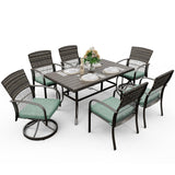 Pamapic 7-Piece Outdoor Dining Set with Swivel Chairs - All-Weather Patio Furniture