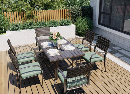 Pamapic 7-Piece Outdoor Dining Set with Swivel Chairs - All-Weather Patio Furniture Pamapic