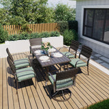 Pamapic 7-Piece Outdoor Dining Set with Swivel Chairs - All-Weather Patio Furniture