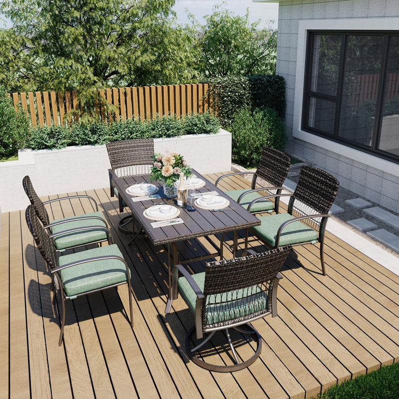 Pamapic 7-Piece Outdoor Dining Set with Swivel Chairs - All-Weather Patio Furniture