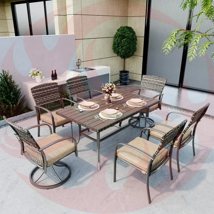 Pamapic 7-Piece Outdoor Dining Set with Swivel Chairs - All-Weather Patio Furniture Pamapic