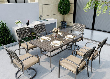 Pamapic 7-Piece Outdoor Dining Set with Swivel Chairs - All-Weather Patio Furniture Pamapic