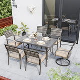 Pamapic 7-Piece Outdoor Dining Set with Swivel Chairs - All-Weather Patio Furniture